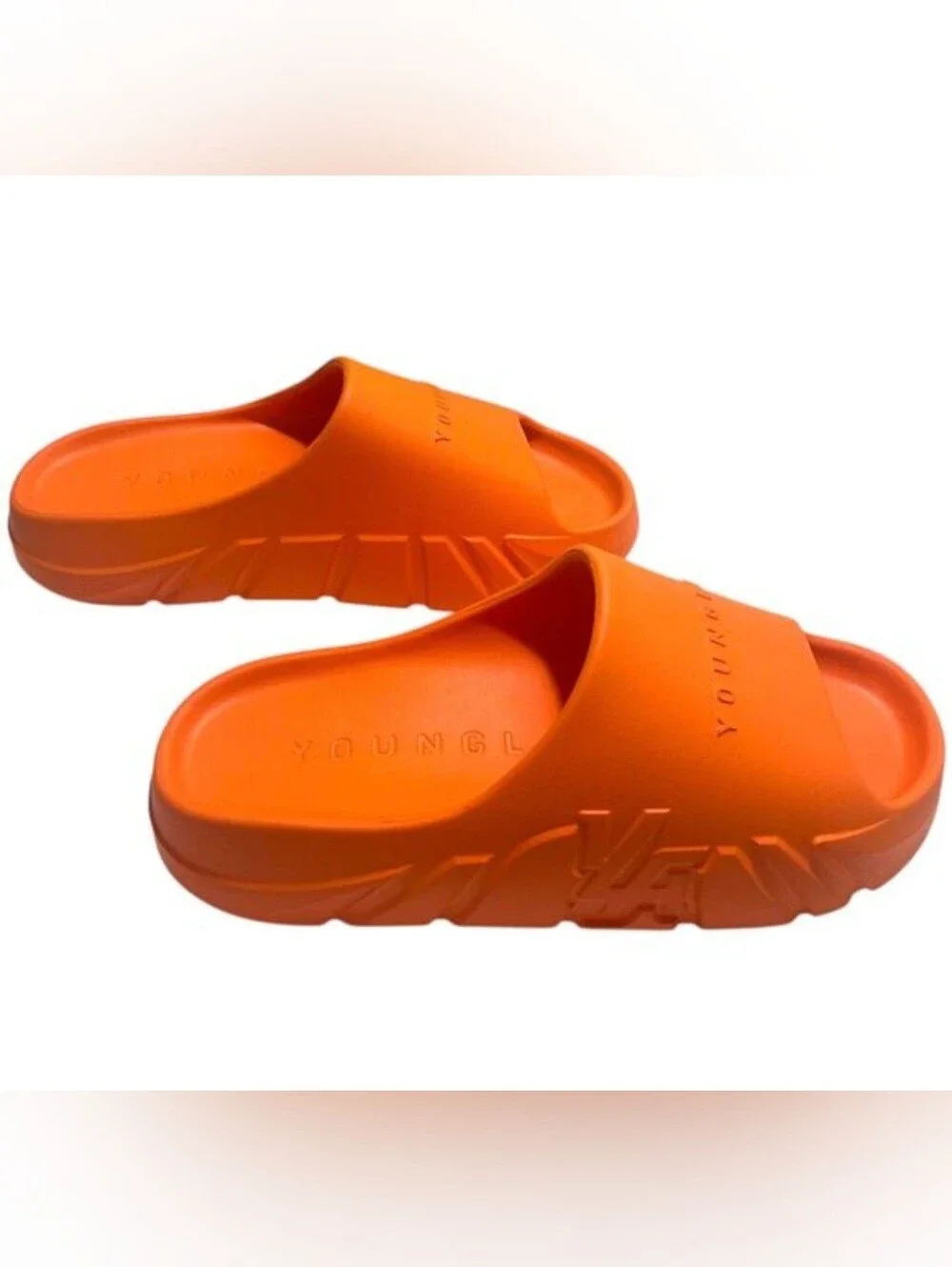 YoungLA Mens Orange Slide Sandals - Lightweight Comfort